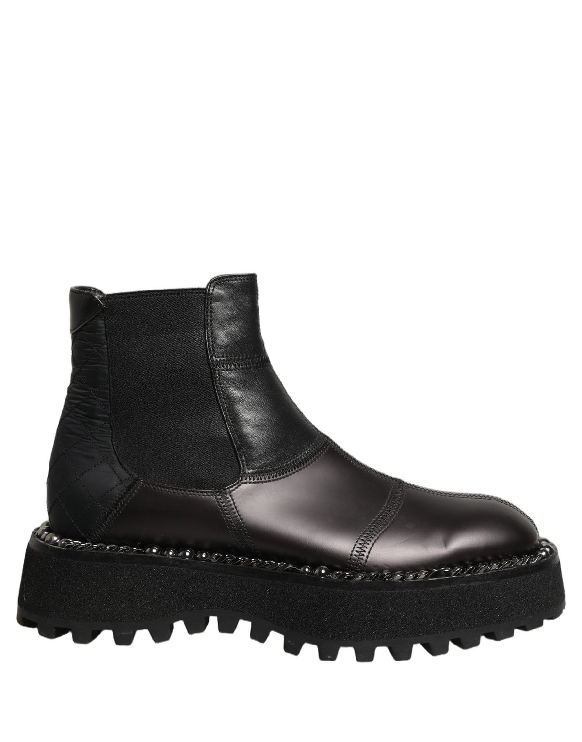 Black Leather Slip On Chelsea Boots Shoes