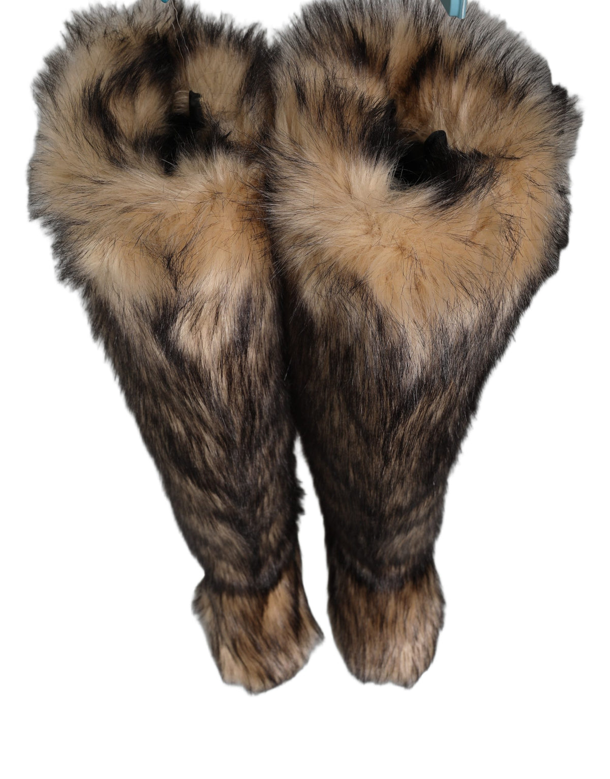 Brown Faux Skim Ski Fur Knee High Boots Shoes