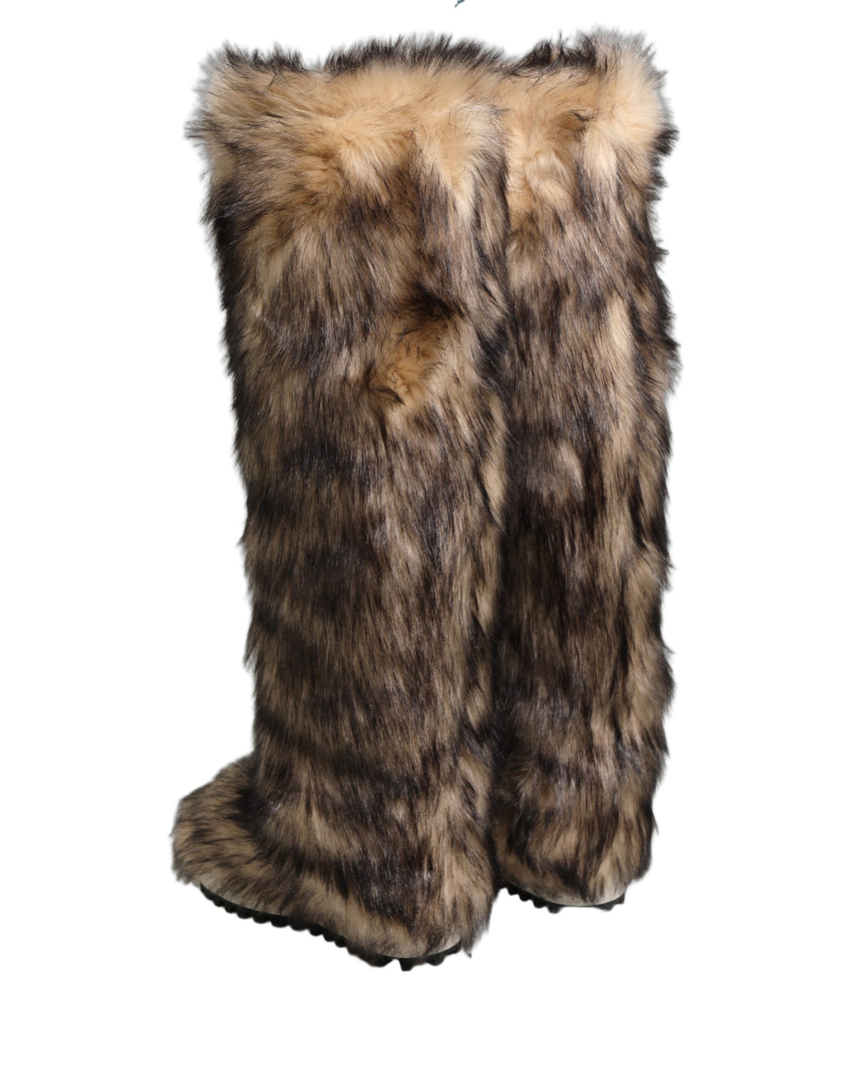 Brown Faux Skim Ski Fur Knee High Boots Shoes