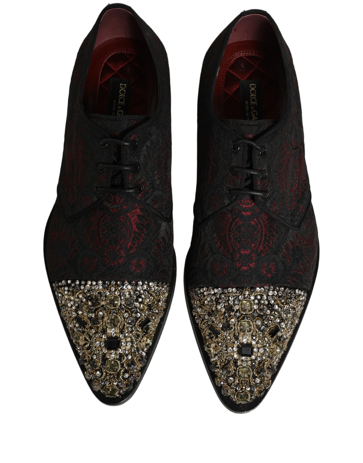Black Red Embellished Derby Dress Formal Shoes