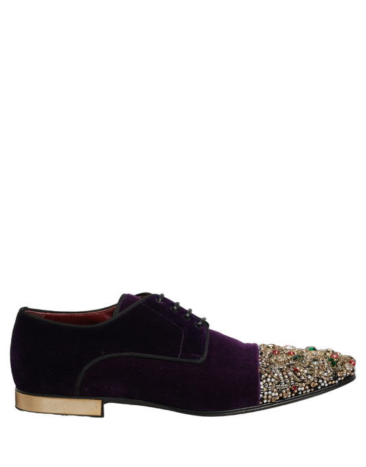 Violet Suede Embellished Derby Dress Shoes