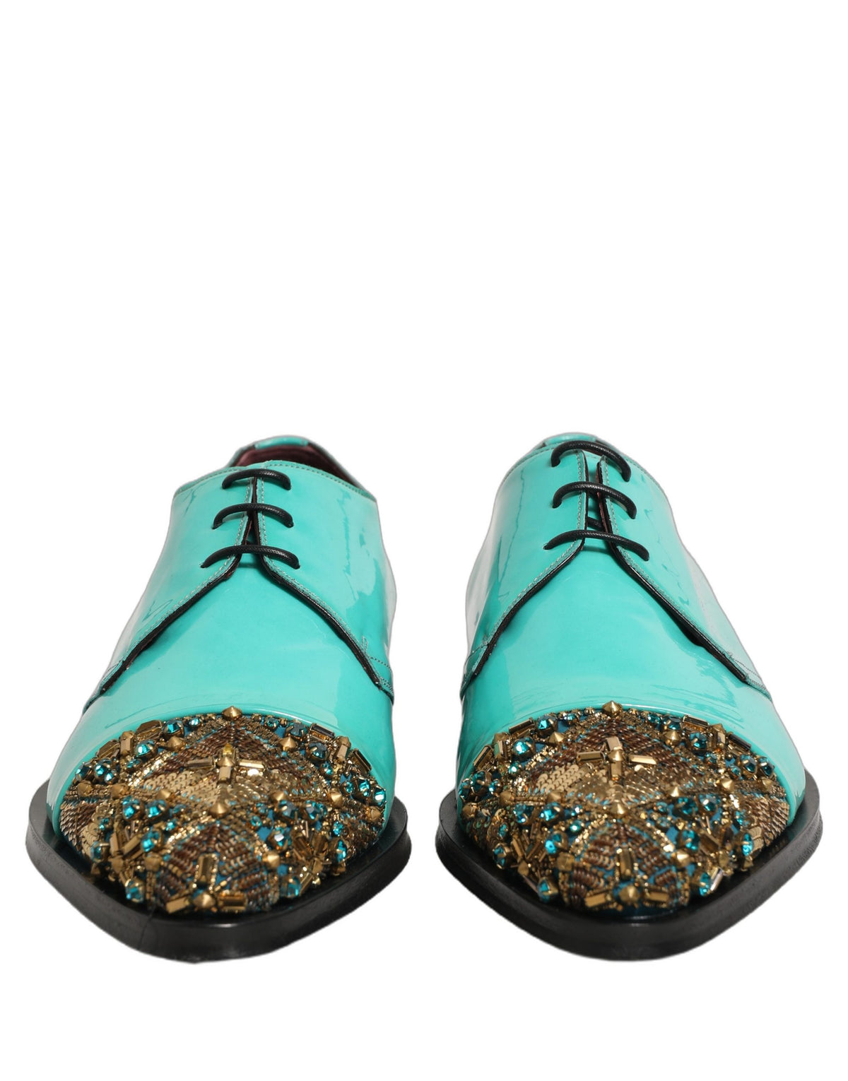 Aqua Blue Embellished Derby Dress Formal Shoes
