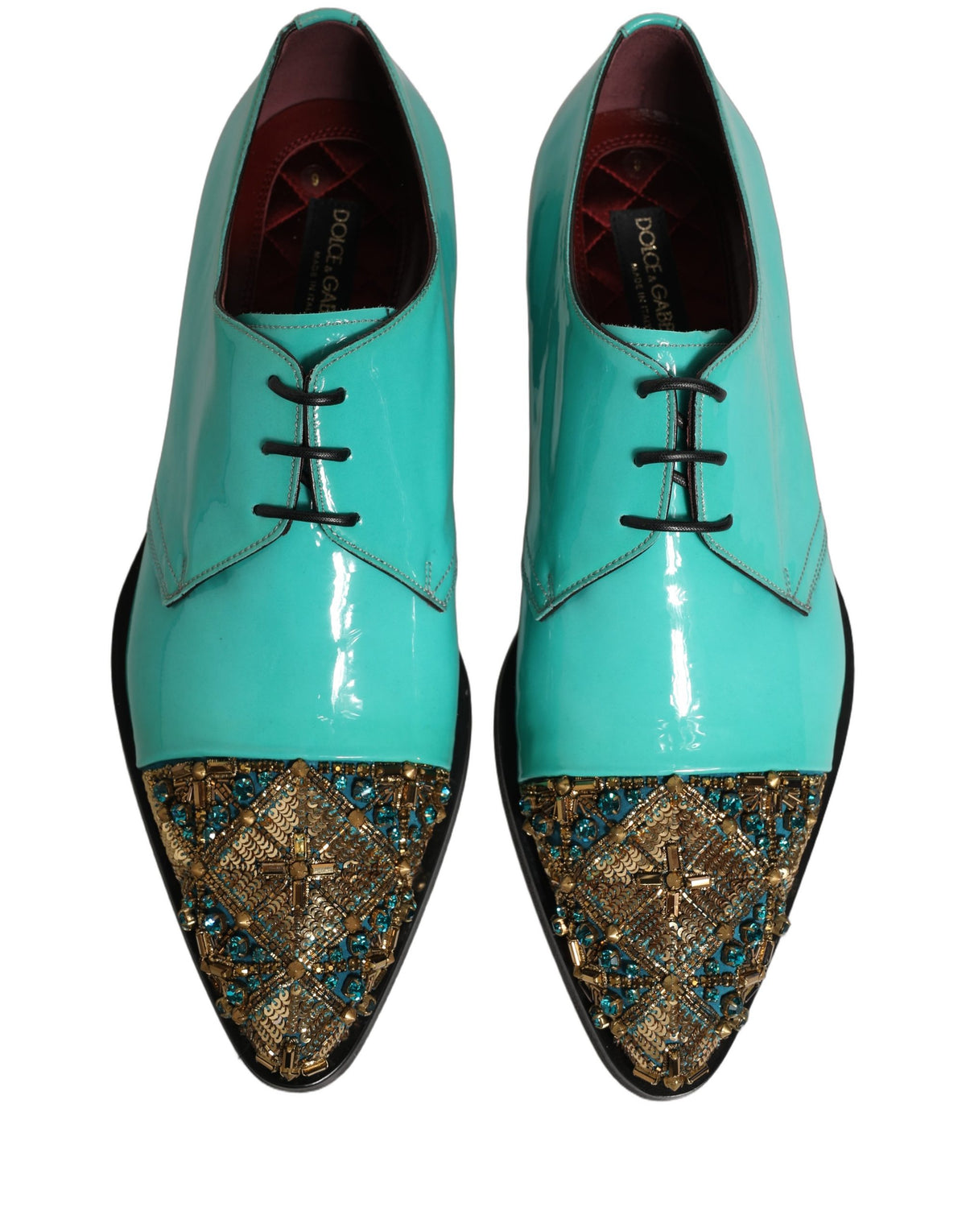 Aqua Blue Embellished Derby Dress Formal Shoes