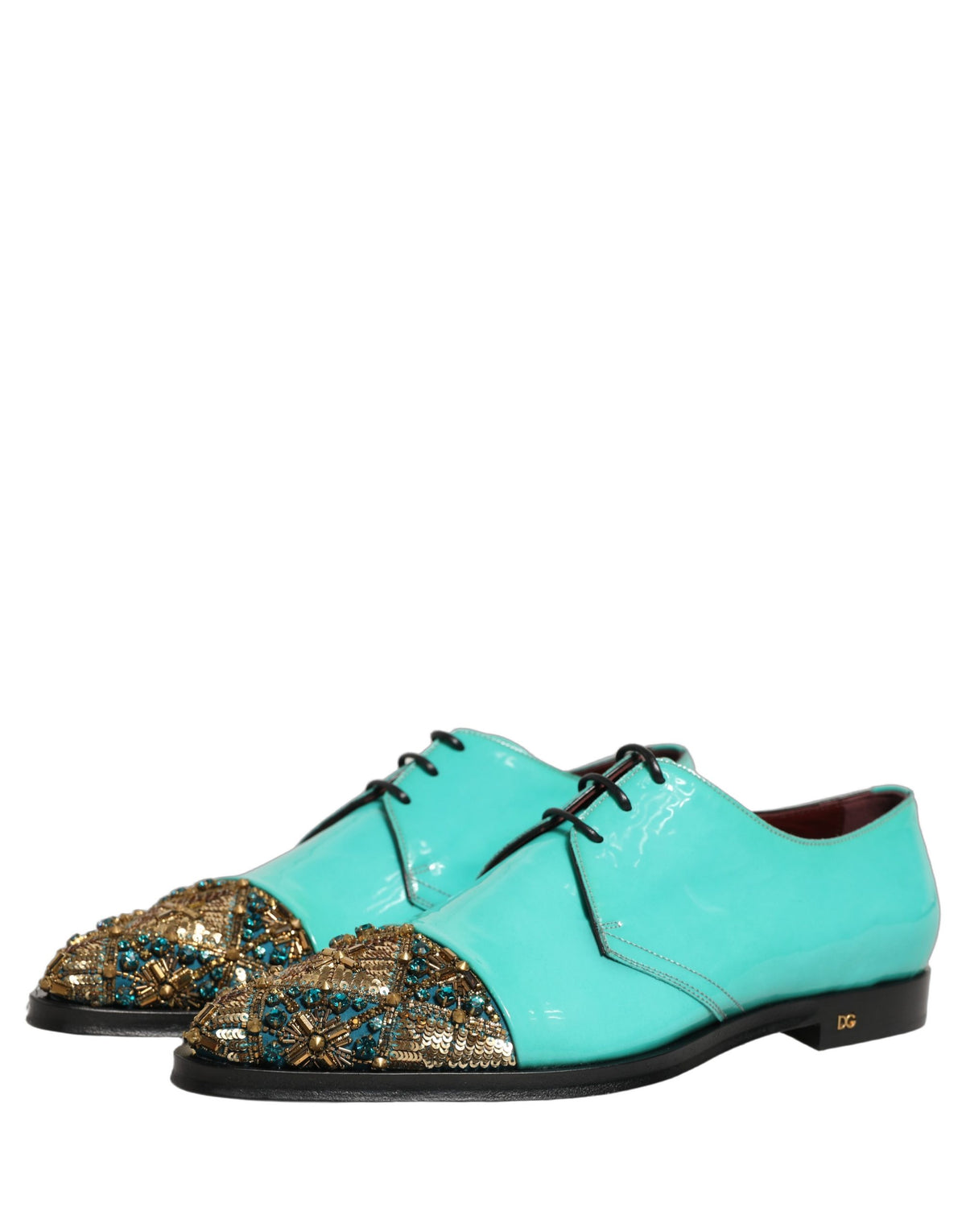 Aqua Blue Embellished Derby Dress Formal Shoes