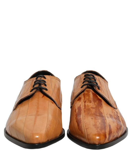 Brown Leather Lace Up Men Derby Dress Shoes