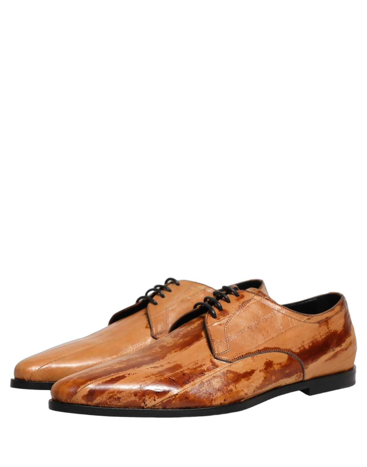 Brown Leather Lace Up Men Derby Dress Shoes