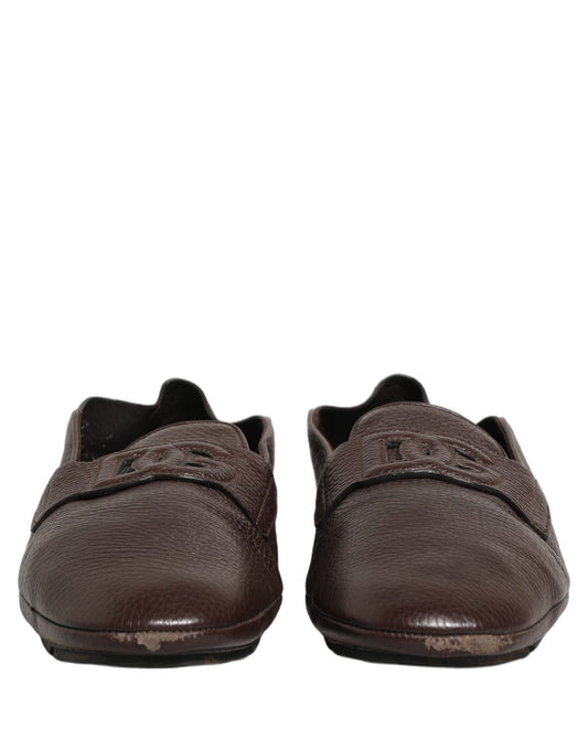 Brown Deerskin Leather Driver Loafers Shoes