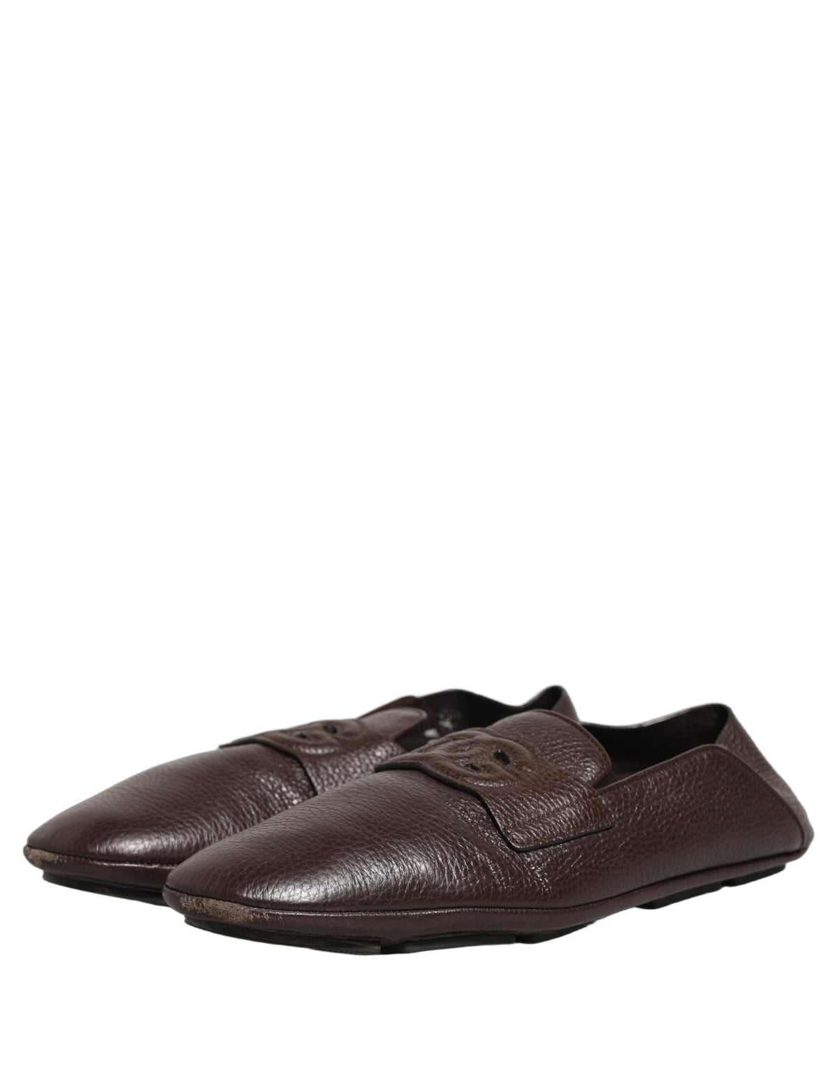 Brown Deerskin Leather Driver Loafers Shoes