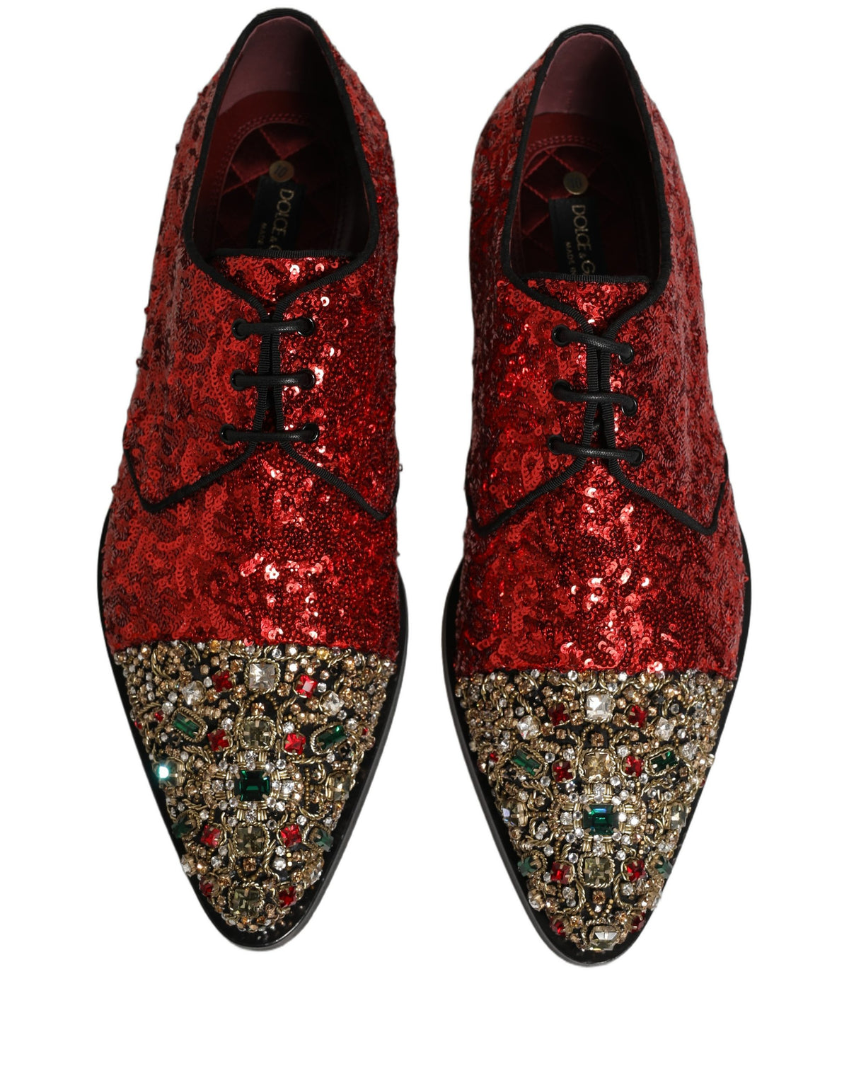 Red Sequin Embellished Men Derby Dress Shoes
