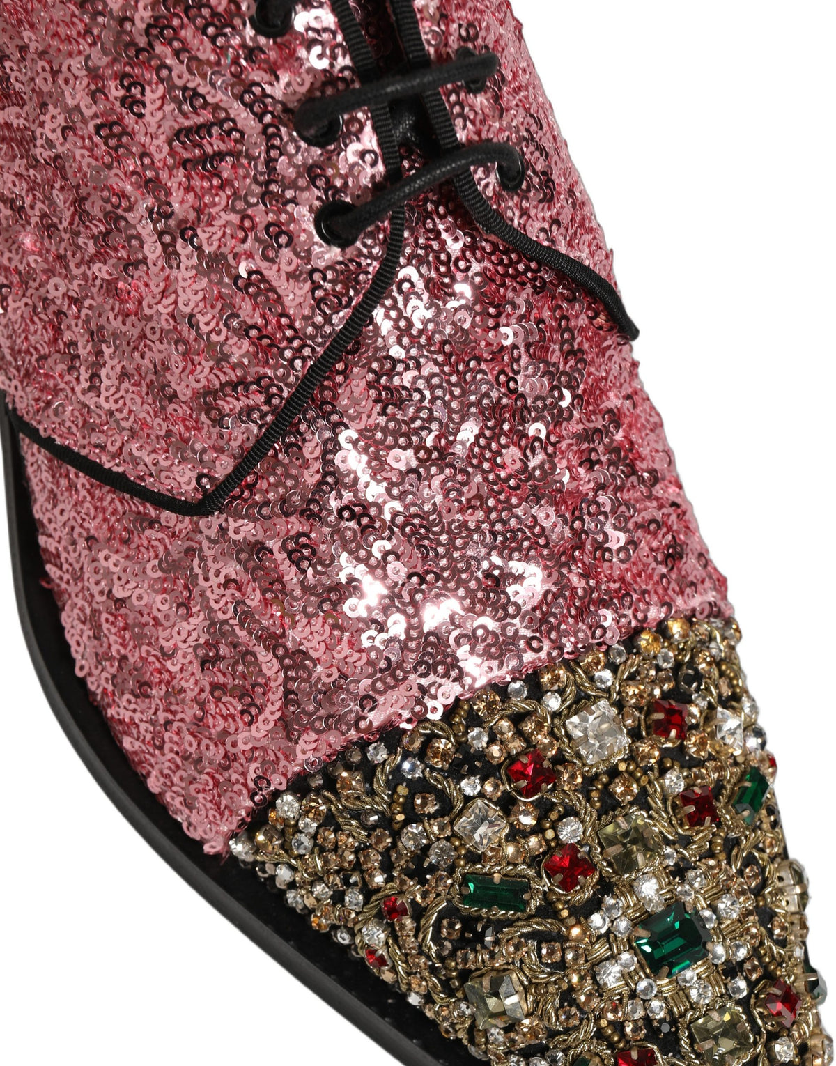 Pink Sequin Embellished Men Derby Dress Shoes