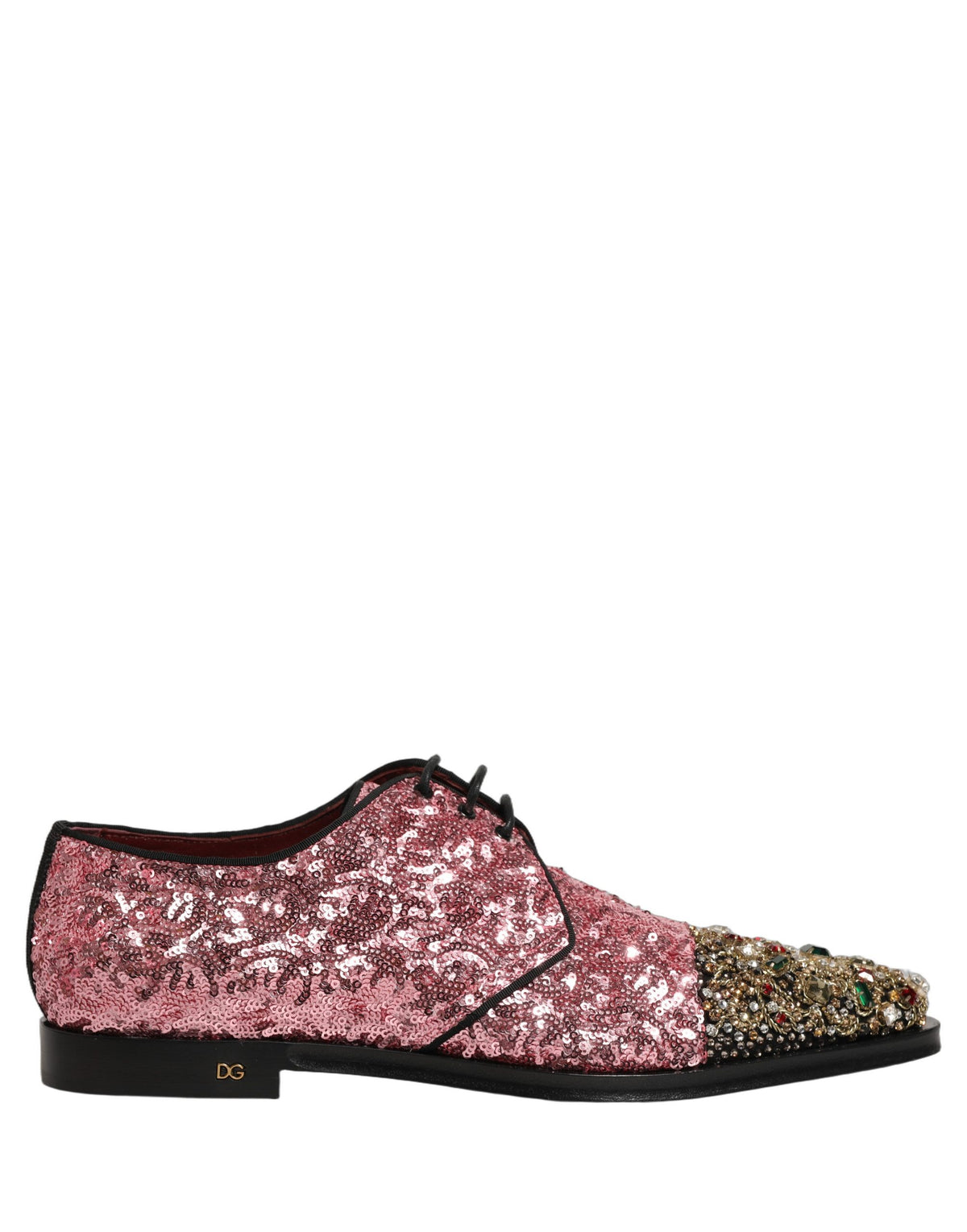 Pink Sequin Embellished Men Derby Dress Shoes