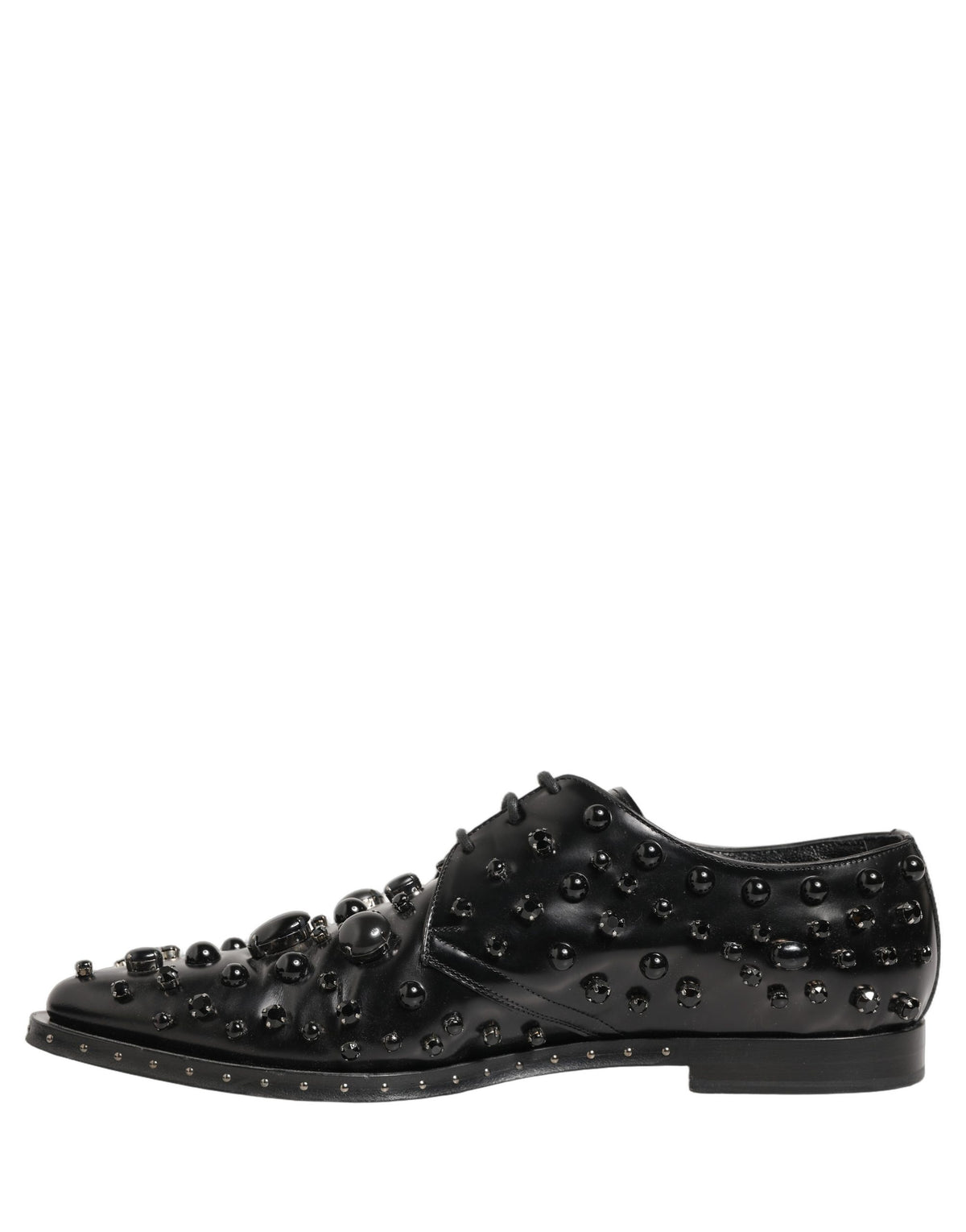 Black Leather Studded Men Formal Derby Shoes