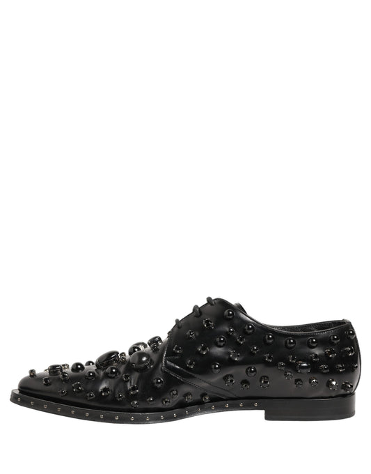 Black Leather Studded Men Formal Derby Shoes