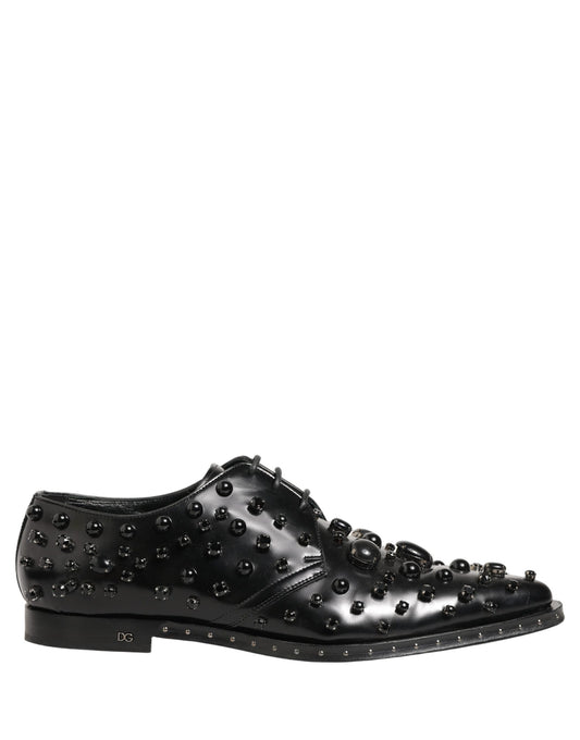 Black Leather Studded Men Formal Derby Shoes