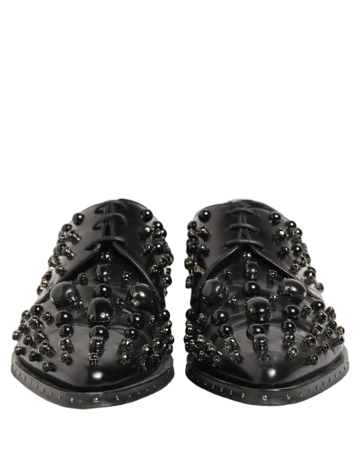 Black Leather Studded Men Formal Derby Shoes