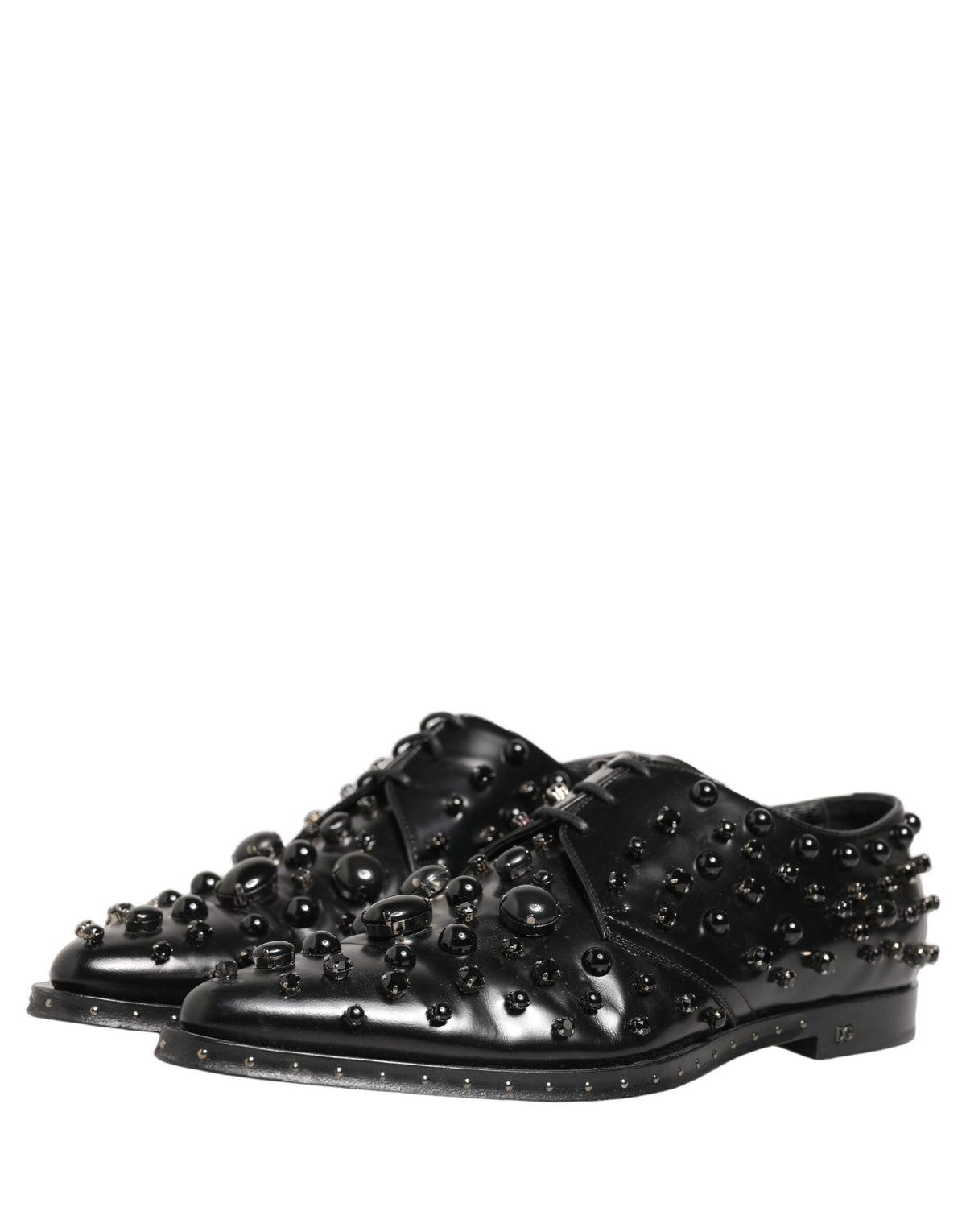Black Leather Studded Men Formal Derby Shoes