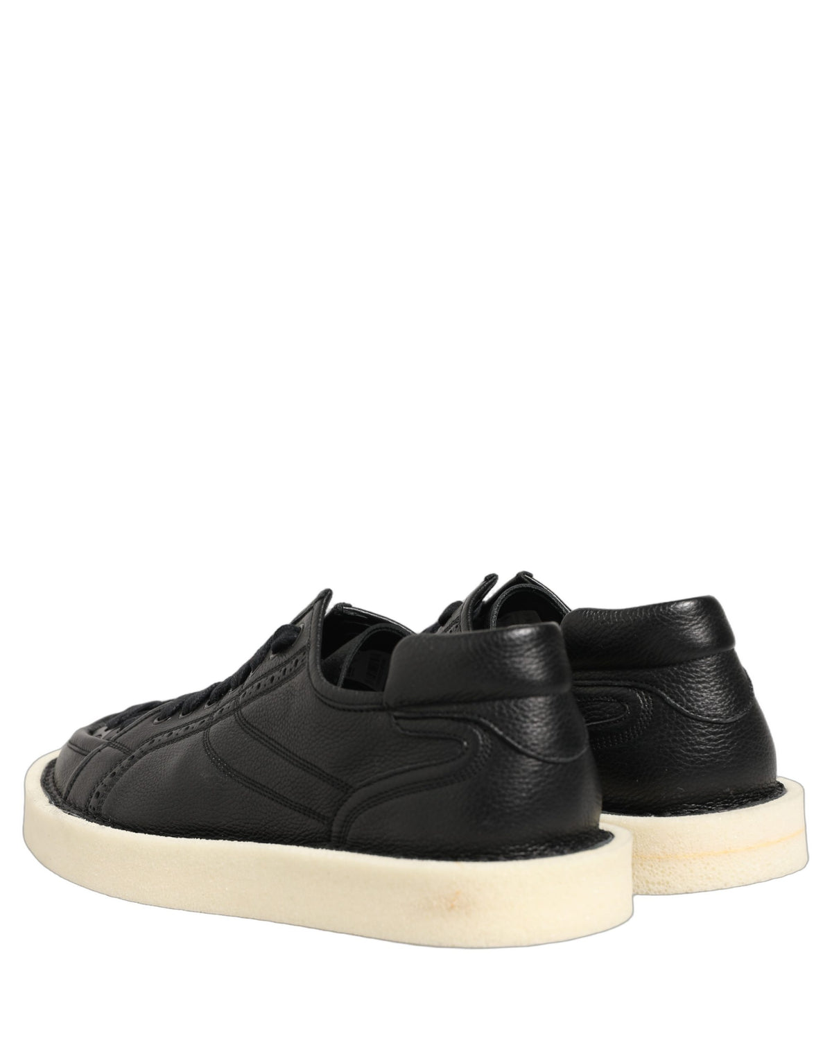 Black Leather Lace Up Low Top Sneakers Shoes