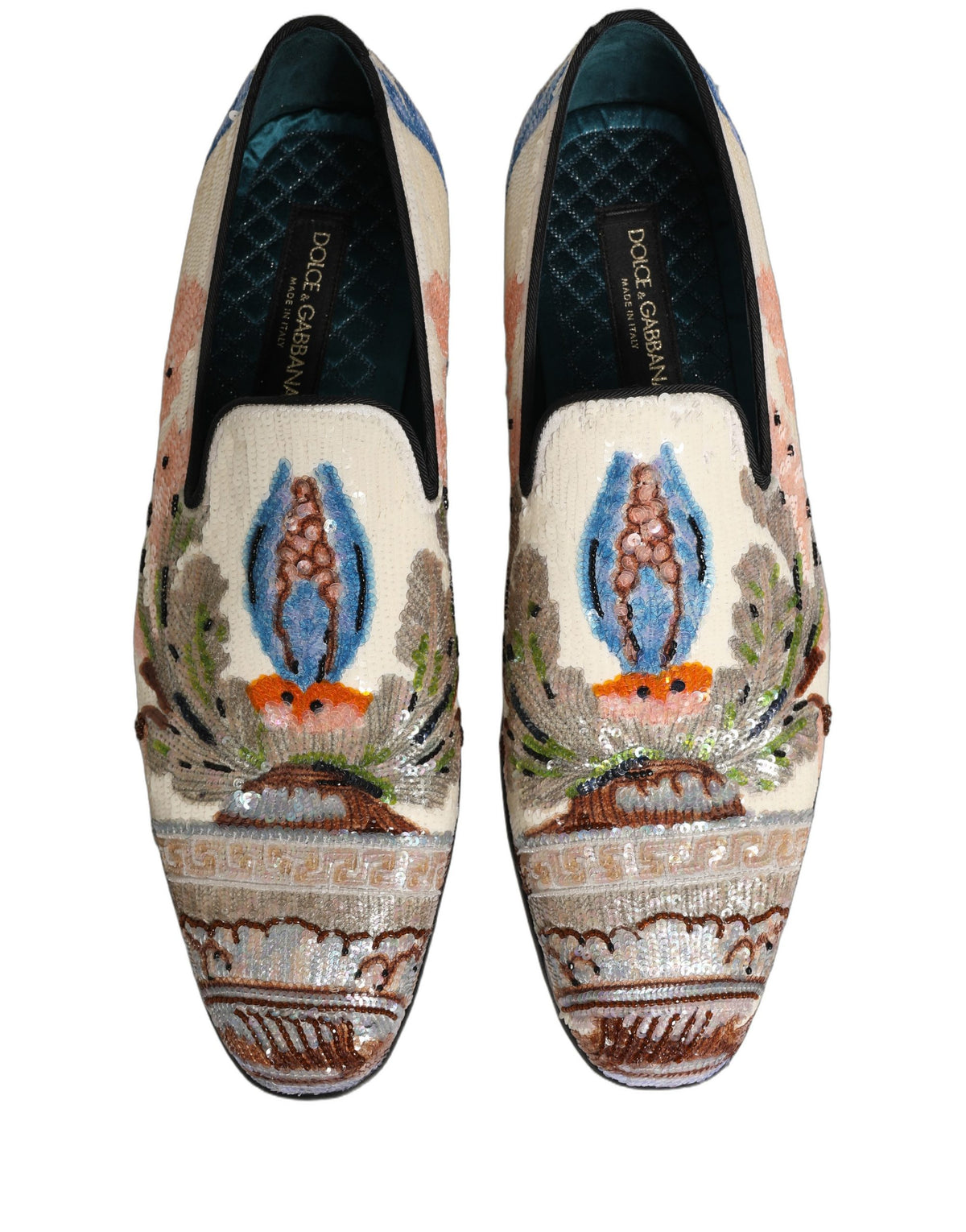 Multicolor Sequin Embroidered Loafers Shoes