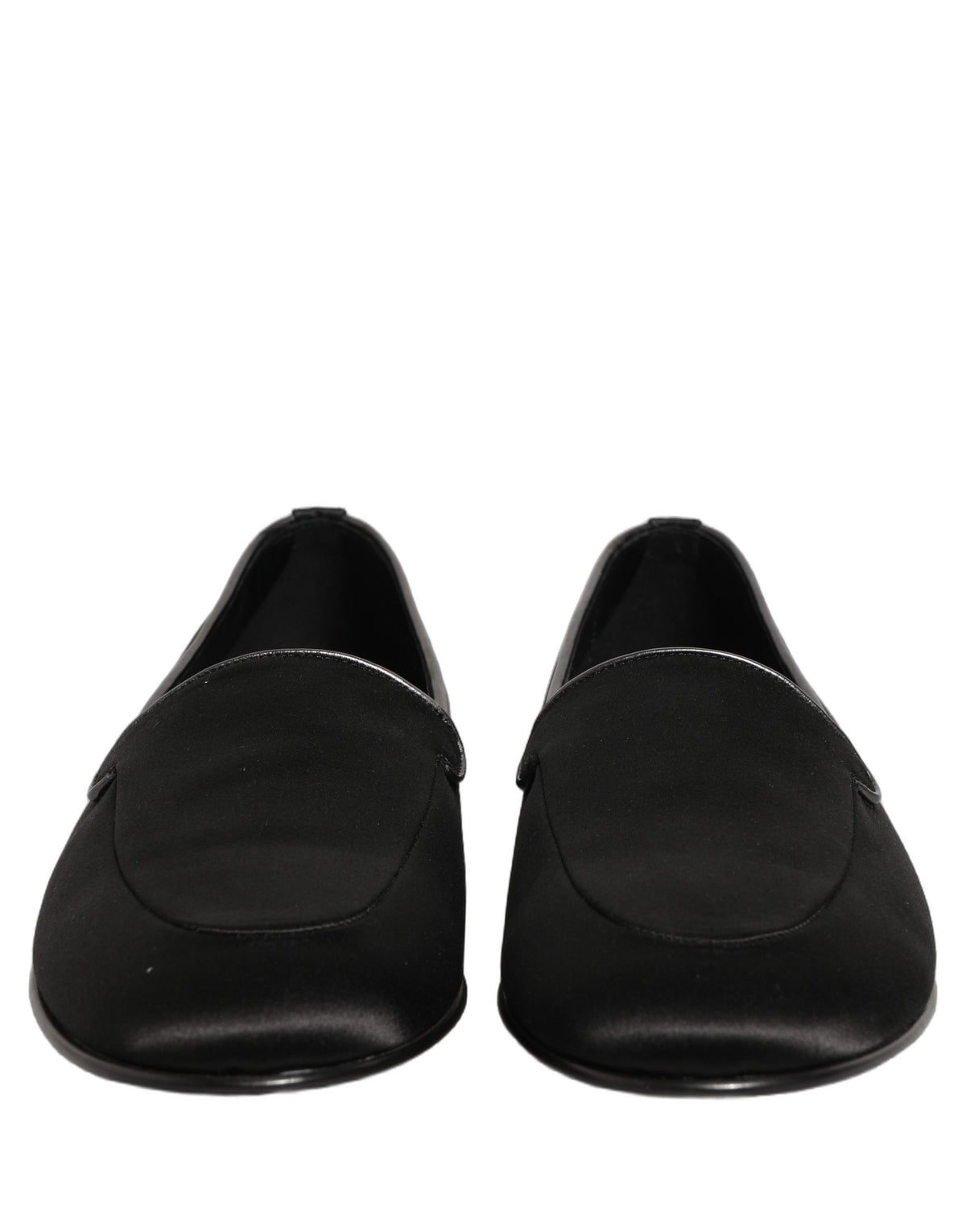 Black Satin Logo Slip On Flats Loafers Shoes