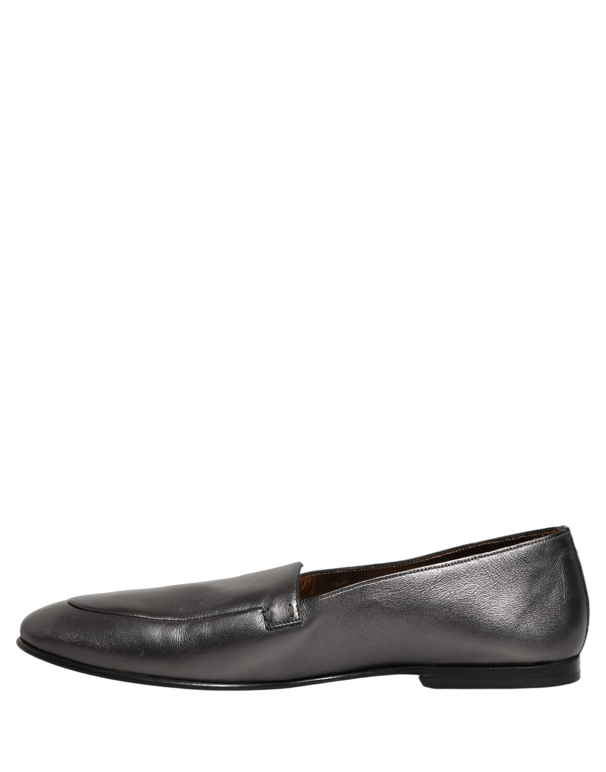 Silver Leather DG Logo Slip On Loafers Shoes