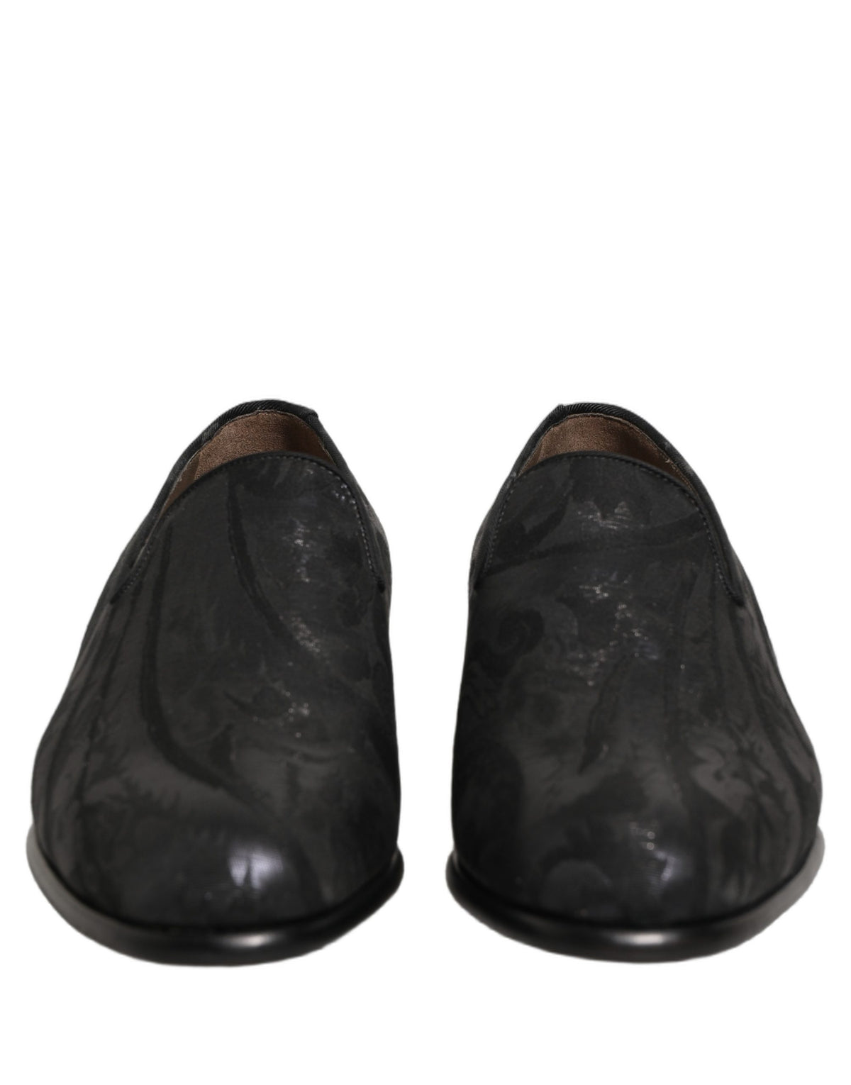 Black Brocade Men Slip On Dress Loafers Shoes