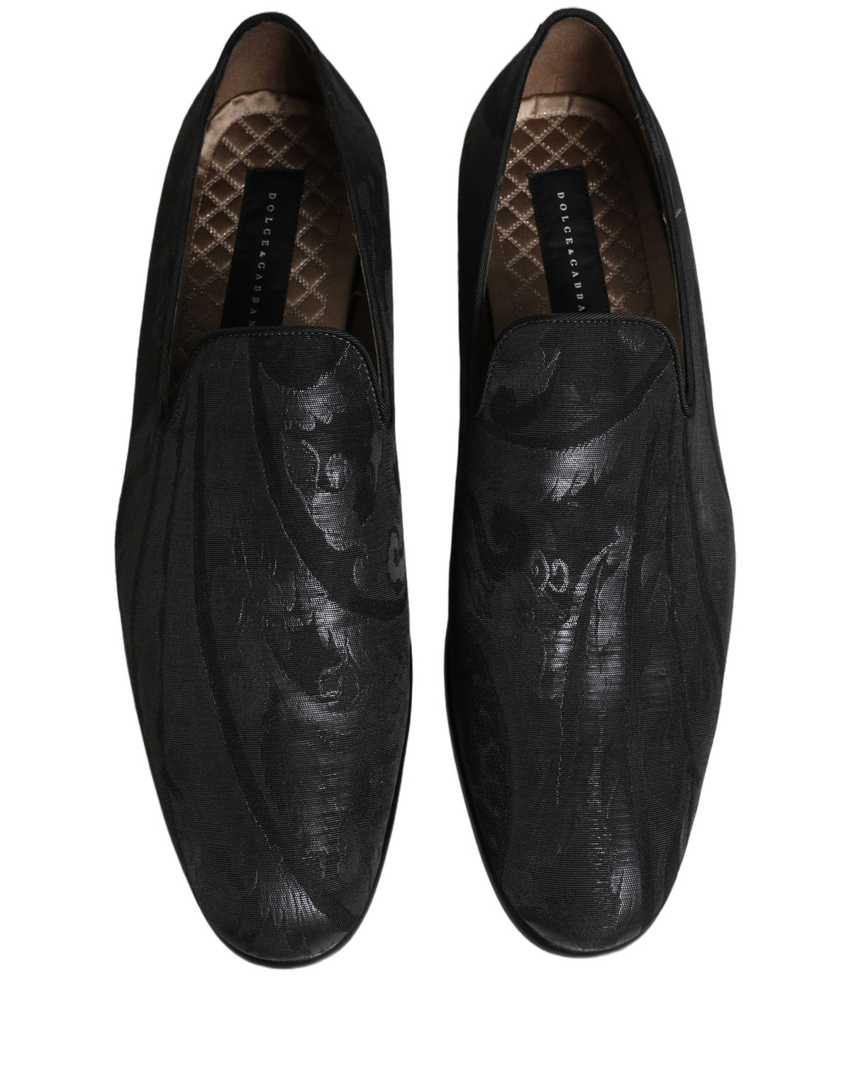Black Brocade Men Slip On Dress Loafers Shoes
