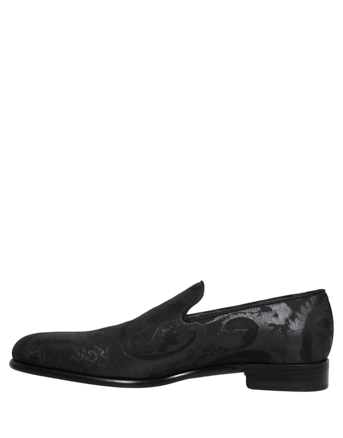 Black Brocade Men Slip On Dress Loafers Shoes