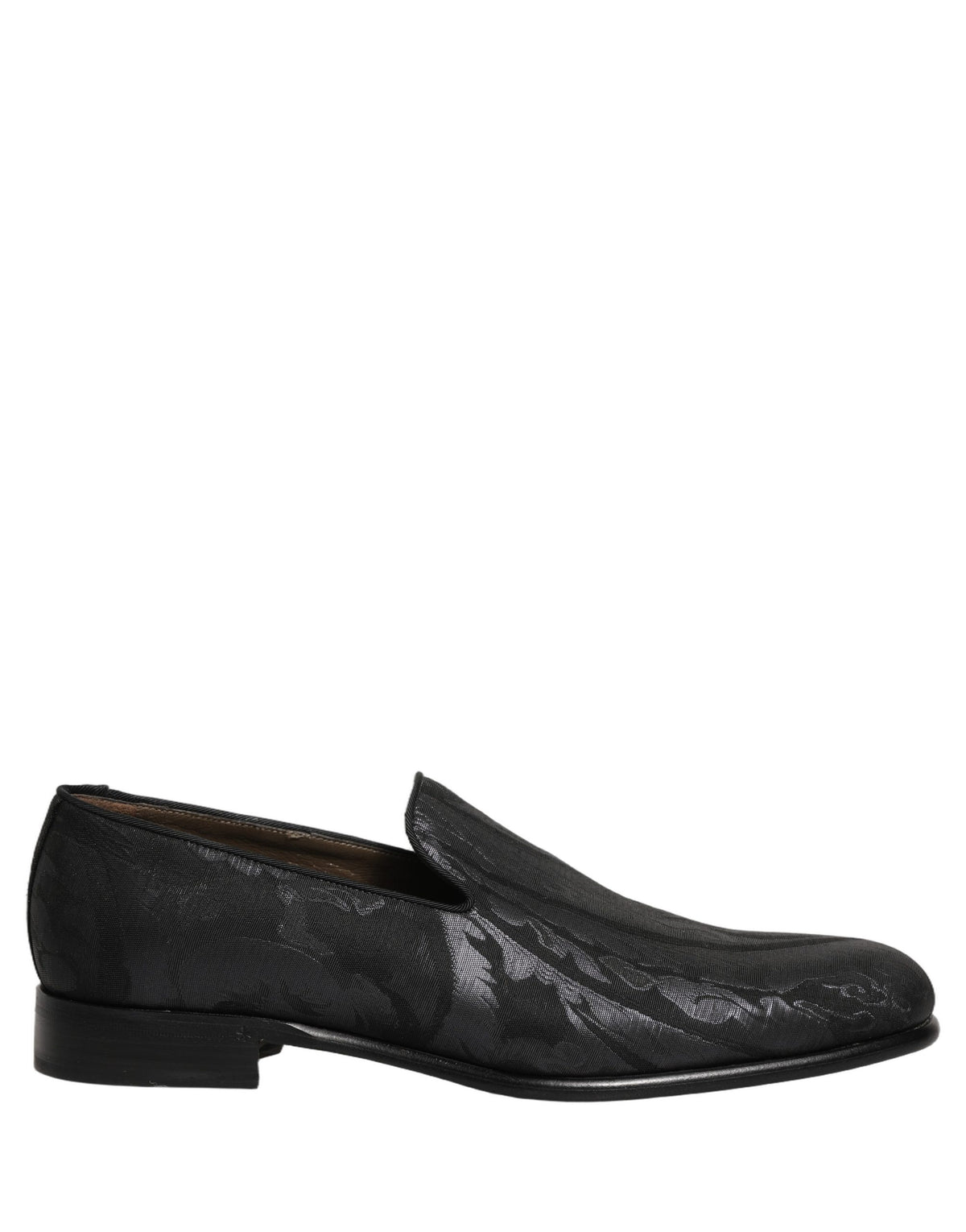 Black Brocade Men Slip On Dress Loafers Shoes