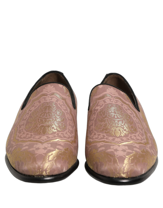 Pink Brocade Men Slip On Dress Loafers Shoes