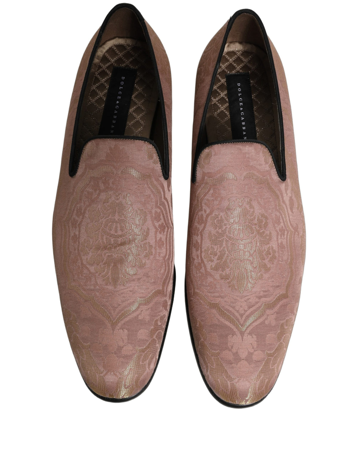 Pink Brocade Men Slip On Dress Loafers Shoes