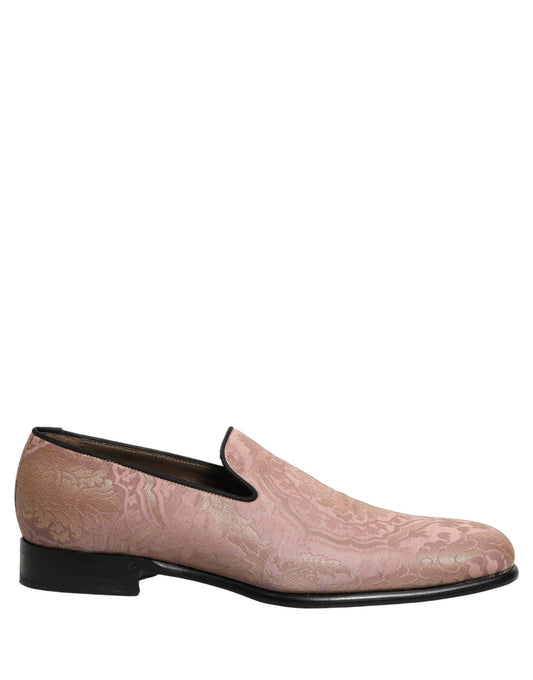 Pink Brocade Men Slip On Dress Loafers Shoes