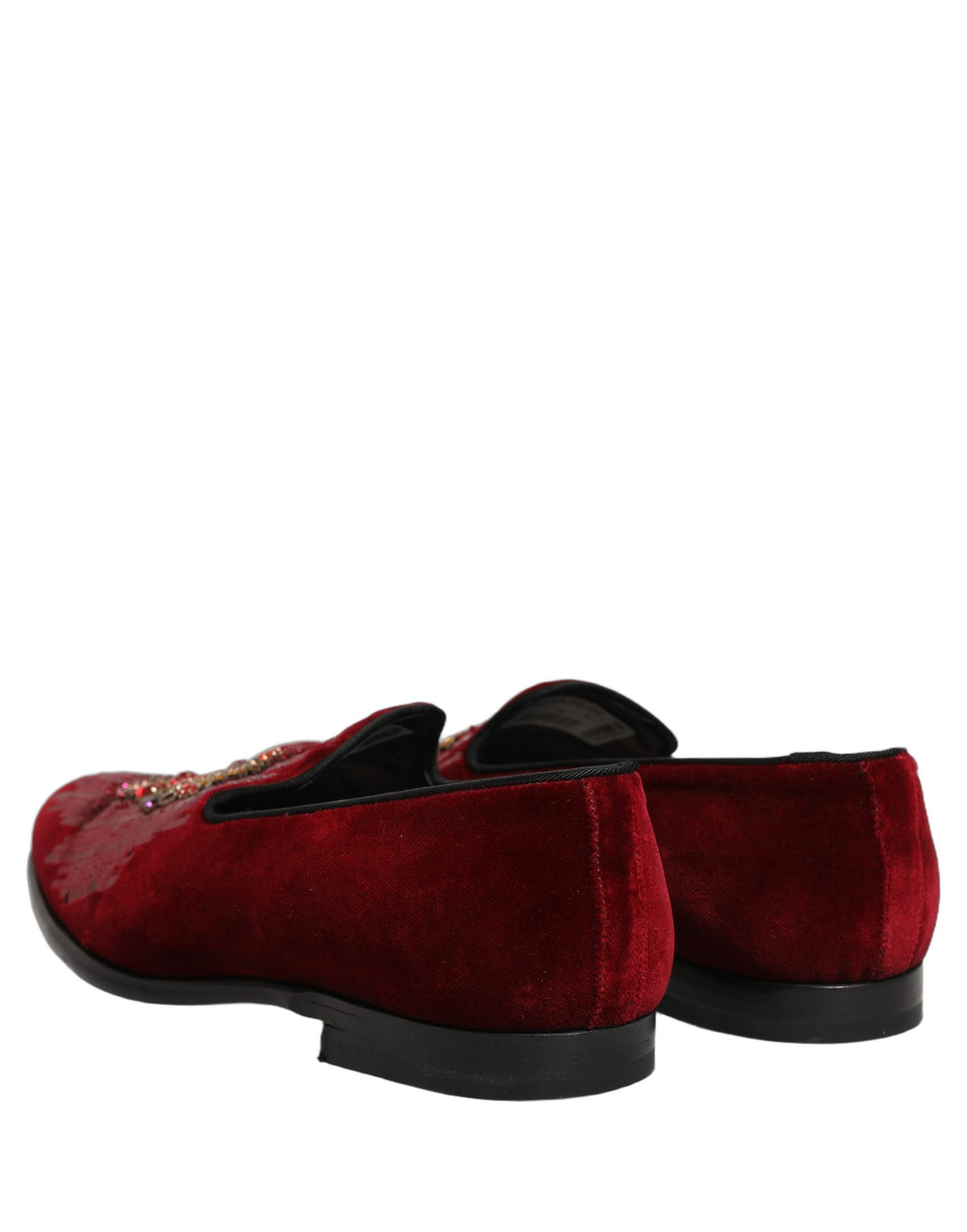 Maroon Sequin Gemstone Dress Loafers Shoes