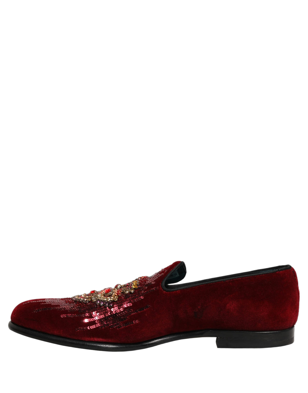 Maroon Sequin Gemstone Dress Loafers Shoes