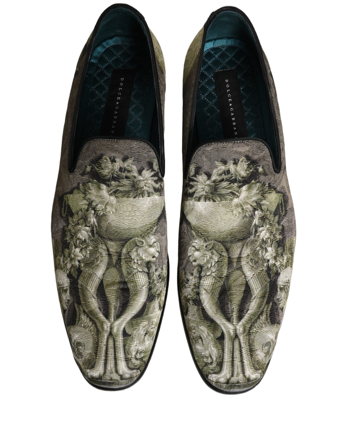 Brown Baroque Print Slip On Loafers Shoes