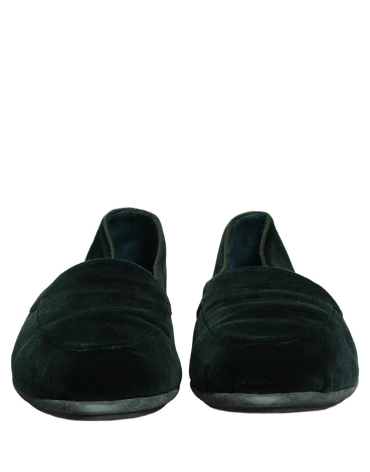 Green Velvet Slip On Men Flats Loafers Shoes