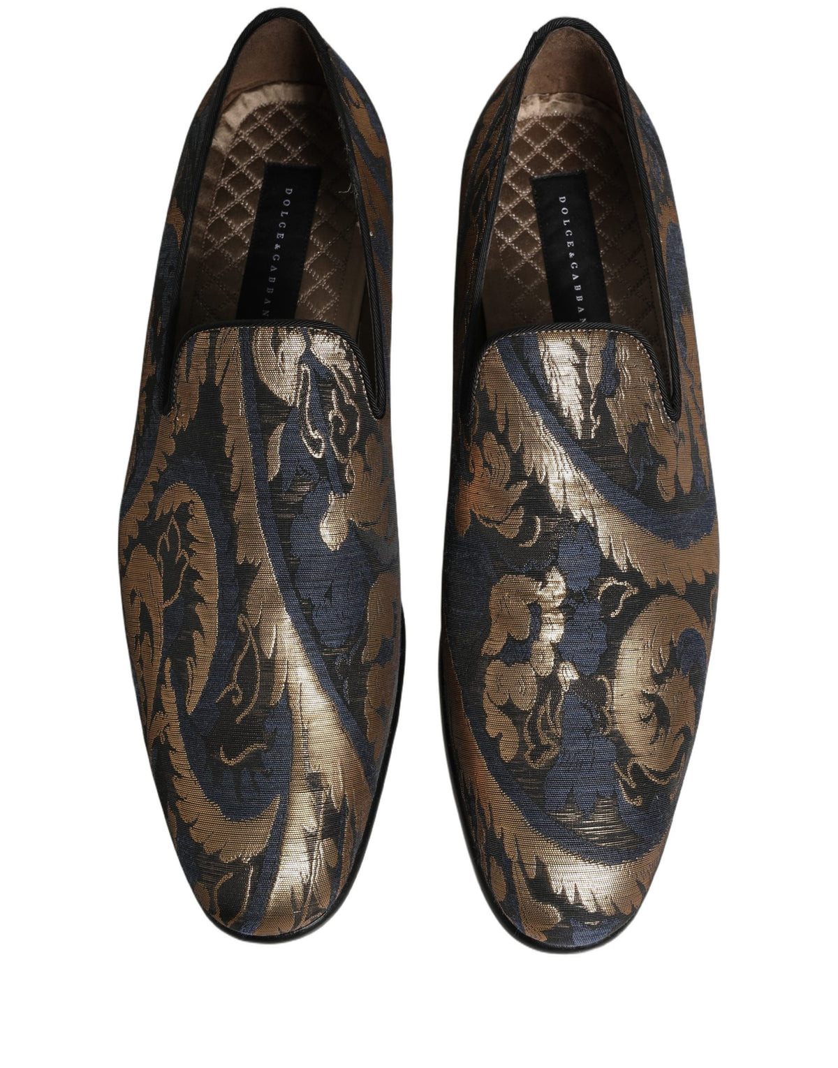 Blue Brocade Slip On Men Dress Loafers Shoes