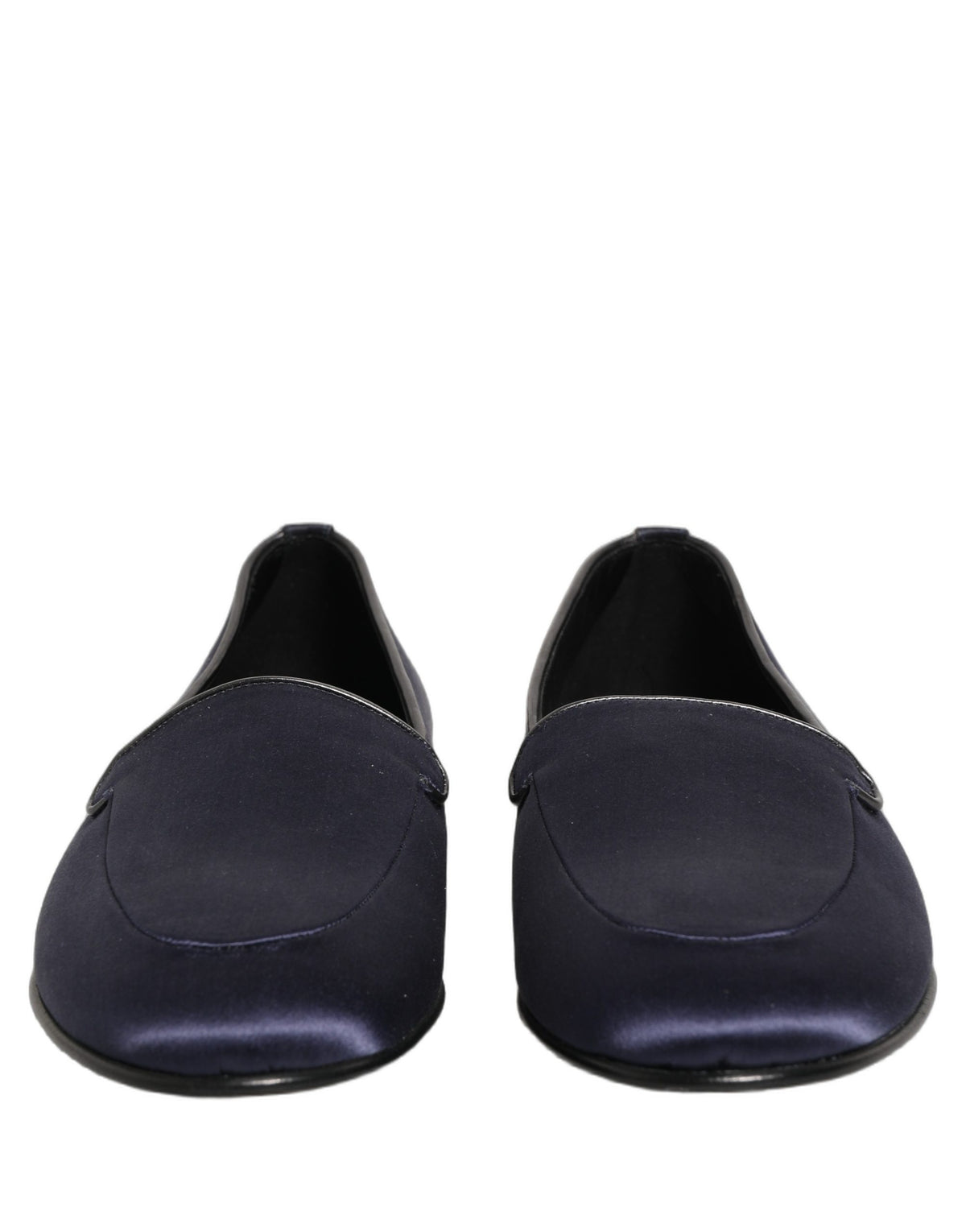 Blue Satin Logo Slip On Flats Loafers Shoes