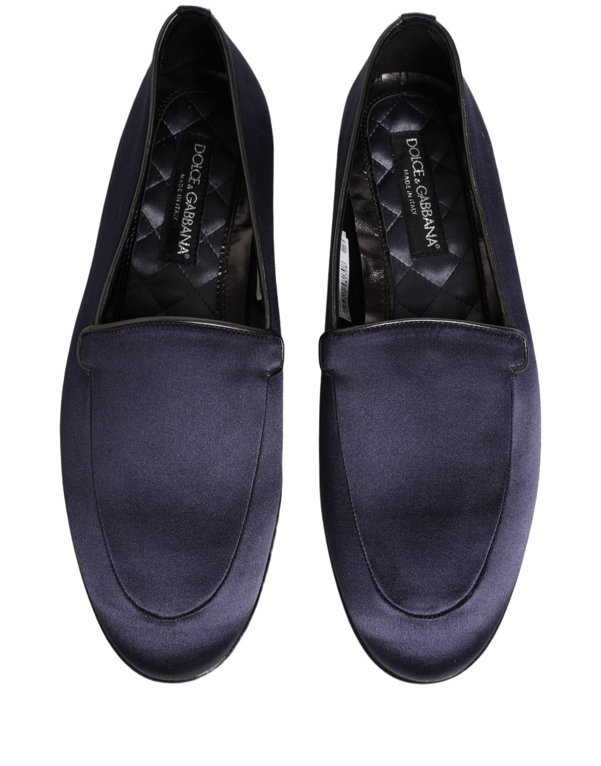 Blue Satin Logo Slip On Flats Loafers Shoes