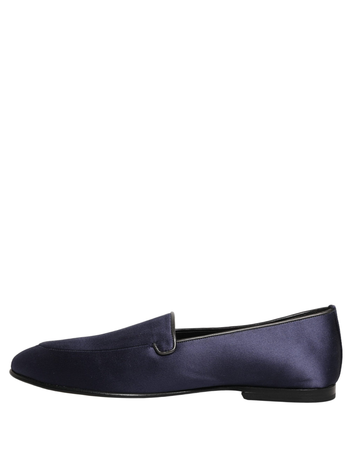 Blue Satin Logo Slip On Flats Loafers Shoes