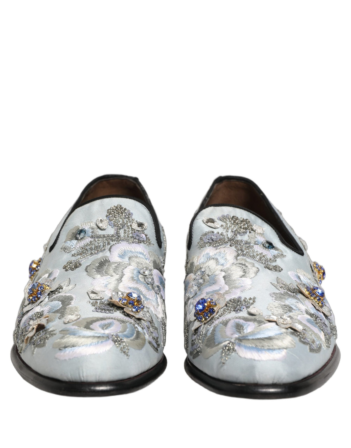 White Floral Embellished Men Loafers  Shoes