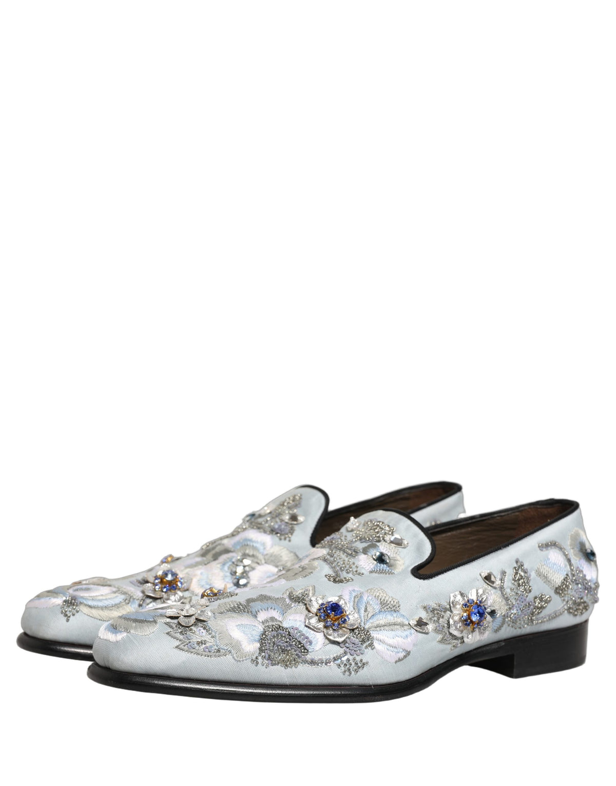 White Floral Embellished Men Loafers  Shoes
