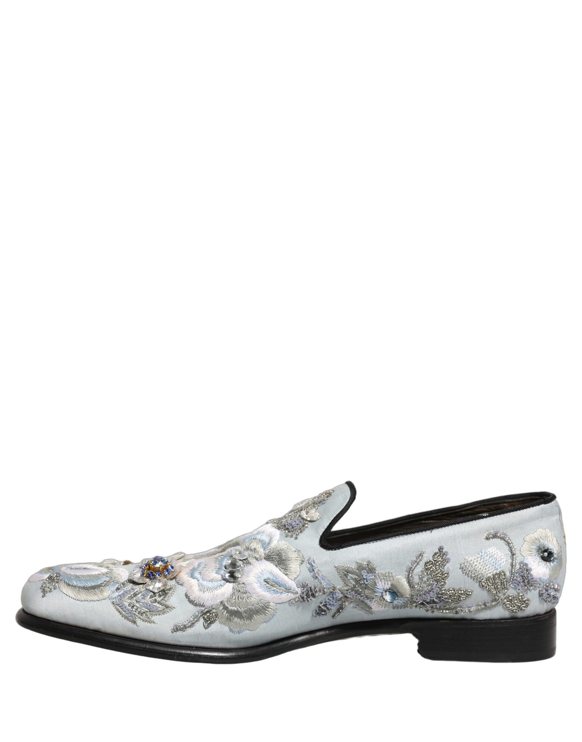 White Floral Embellished Men Loafers  Shoes