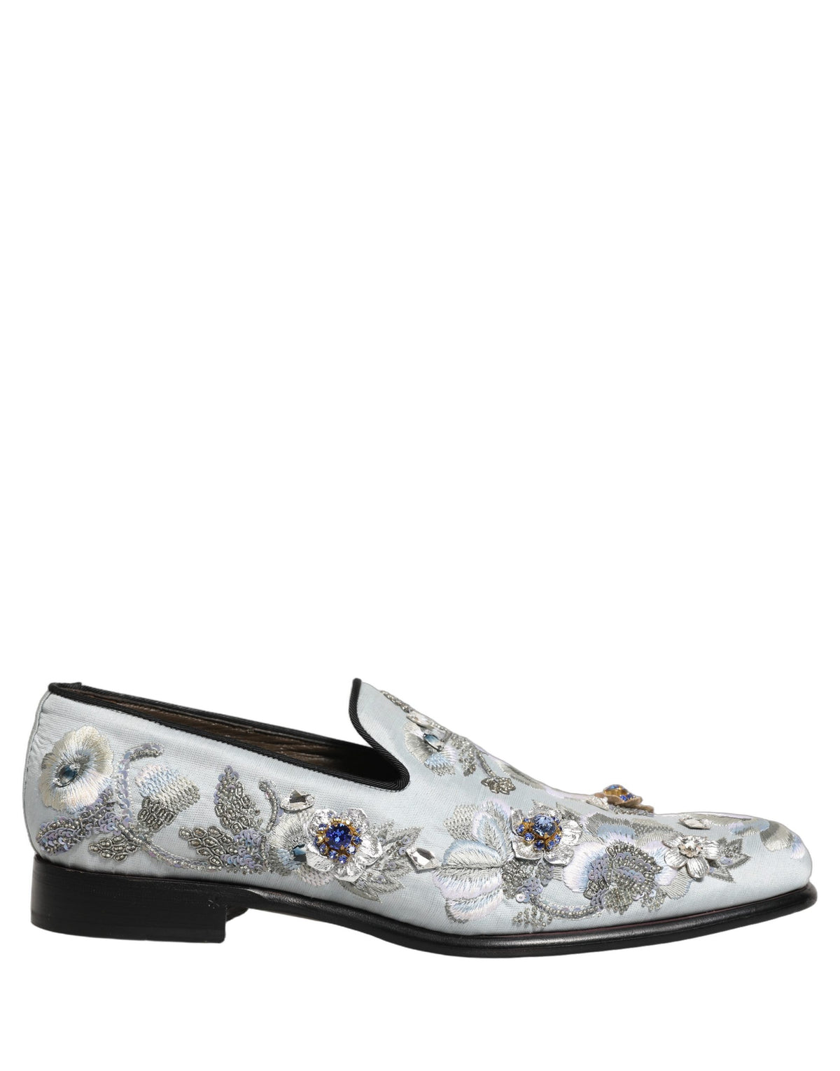 White Floral Embellished Men Loafers  Shoes