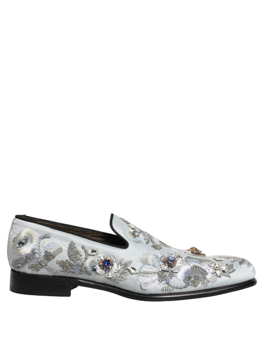 White Floral Embellished Men Loafers  Shoes