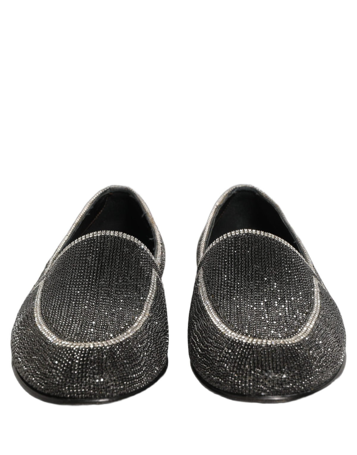 Black Crystal Embellished Men Loafers Shoes