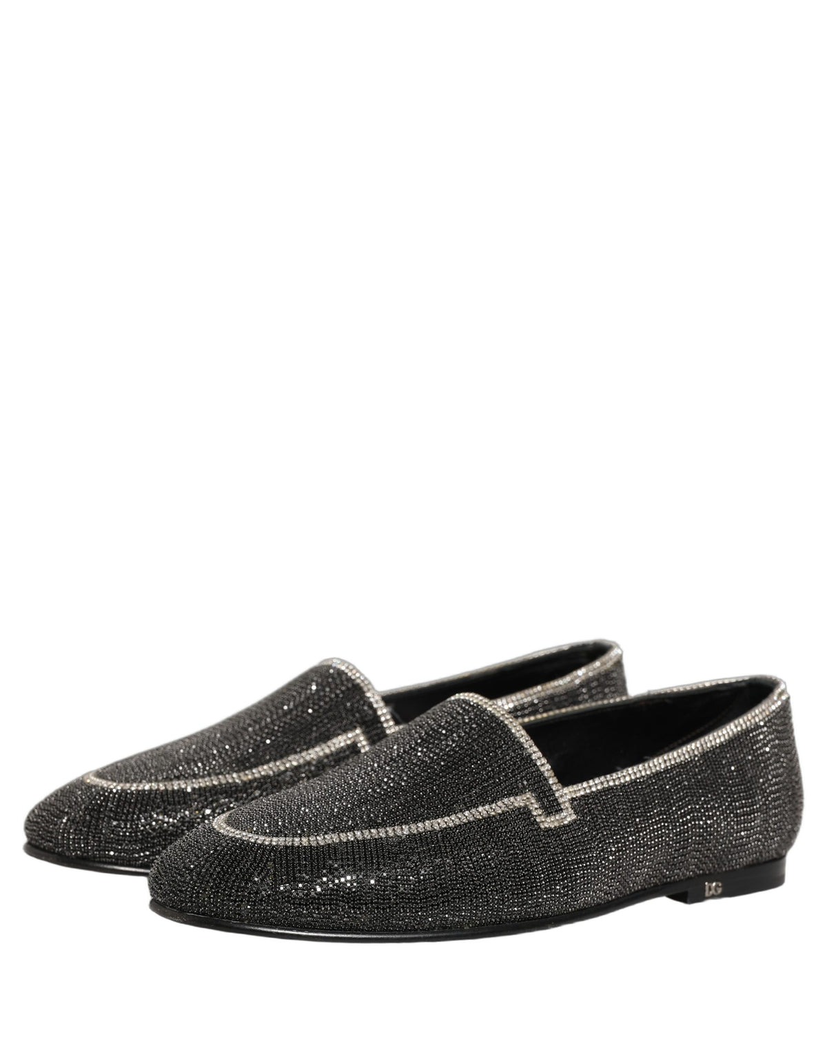 Black Crystal Embellished Men Loafers Shoes