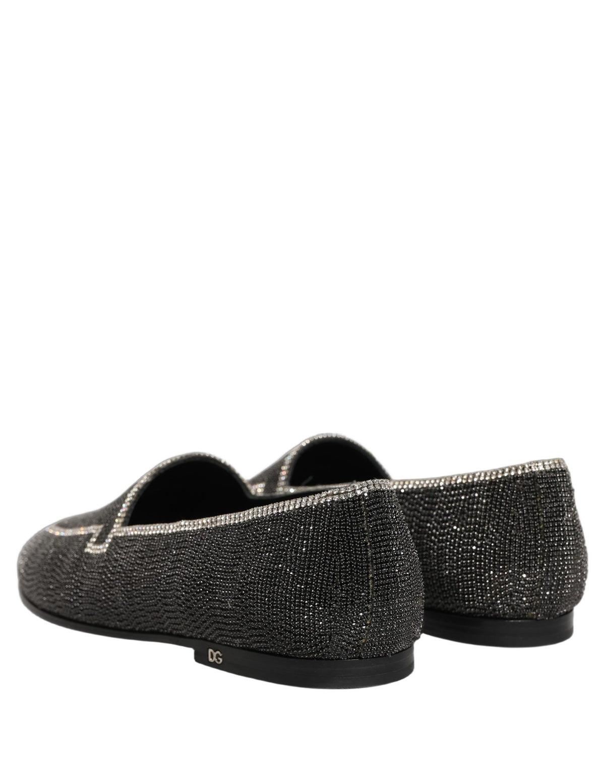 Black Crystal Embellished Men Loafers Shoes