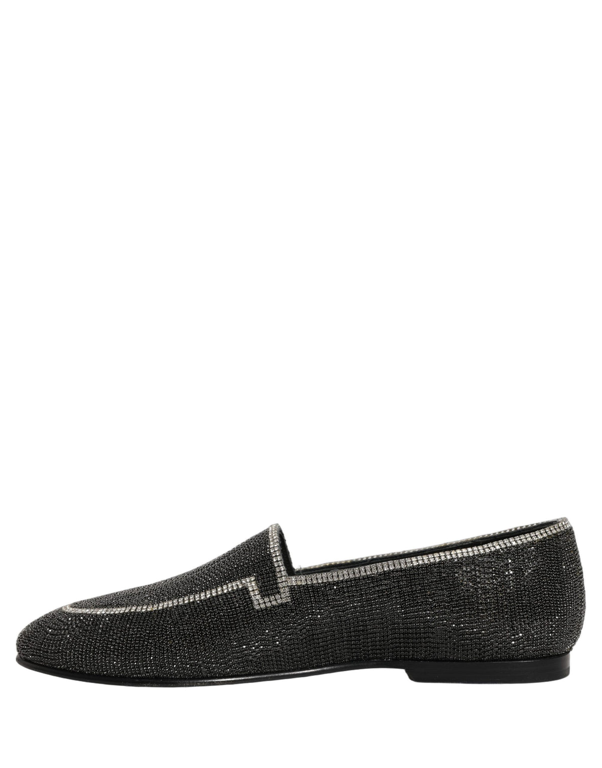 Black Crystal Embellished Men Loafers Shoes