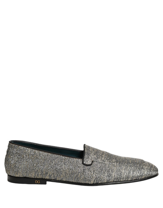 Gray Lurex Glitter Men Dress Loafers Shoes