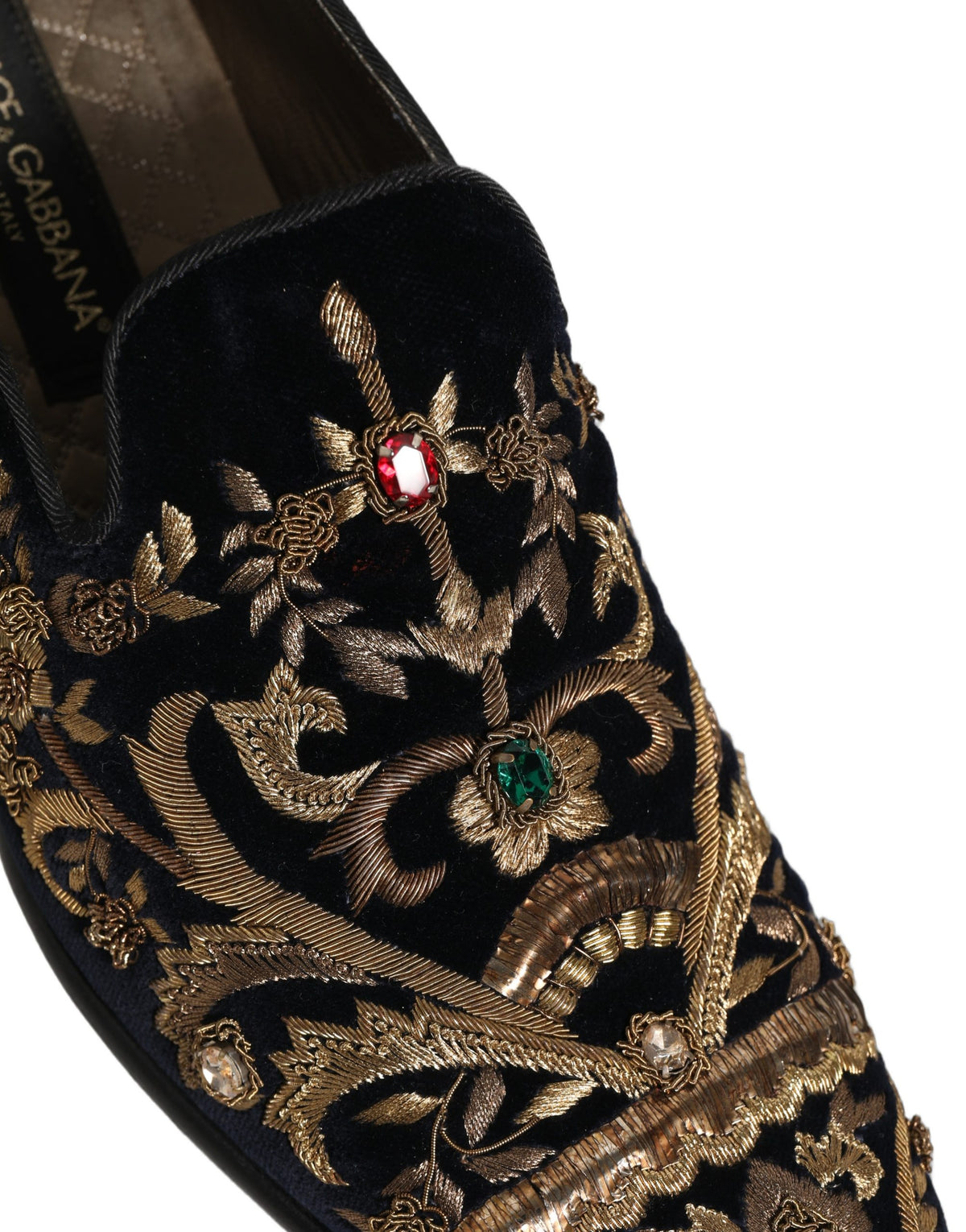 Black Velvet Embellished Dress Loafers Shoes